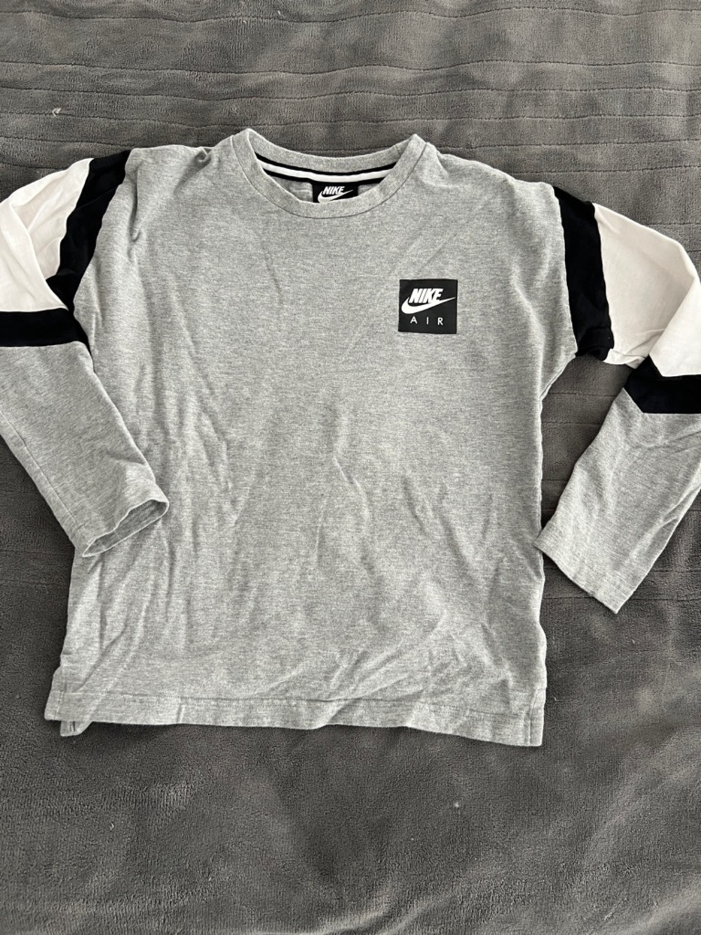 Nike Gray, Black & White Colorblock Long Sleeve Tee